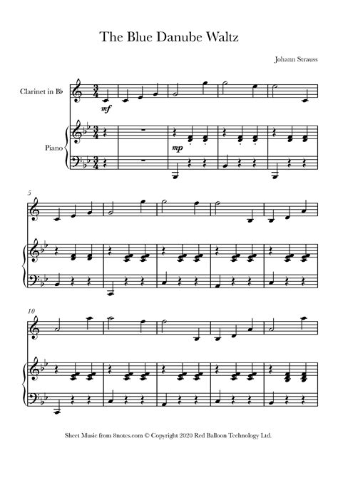 sheet music for clarinet and piano